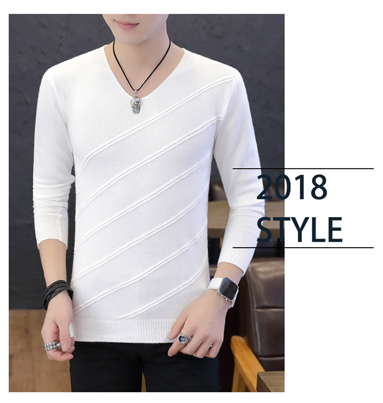 Istonton thu đông 2018 áo thun mới nam nam cổ chữ V phiên bản Hàn Quốc có phần mỏng mảnh thoải mái bên trong áo len quần áo thu đông nam