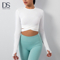 2022 Spring New Fitness Long Sleeve T-shirt Pure Color Ice Silk Touch Lady Yoga Conserved Pure Color Running Sportswear