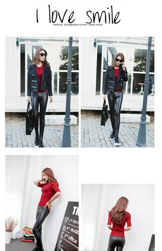 Quần legging mùa thu và mùa đông quần bó sát giả da màu đen mặc quần mỏng và nhung dày mùa đông quần nỉ lông nữ