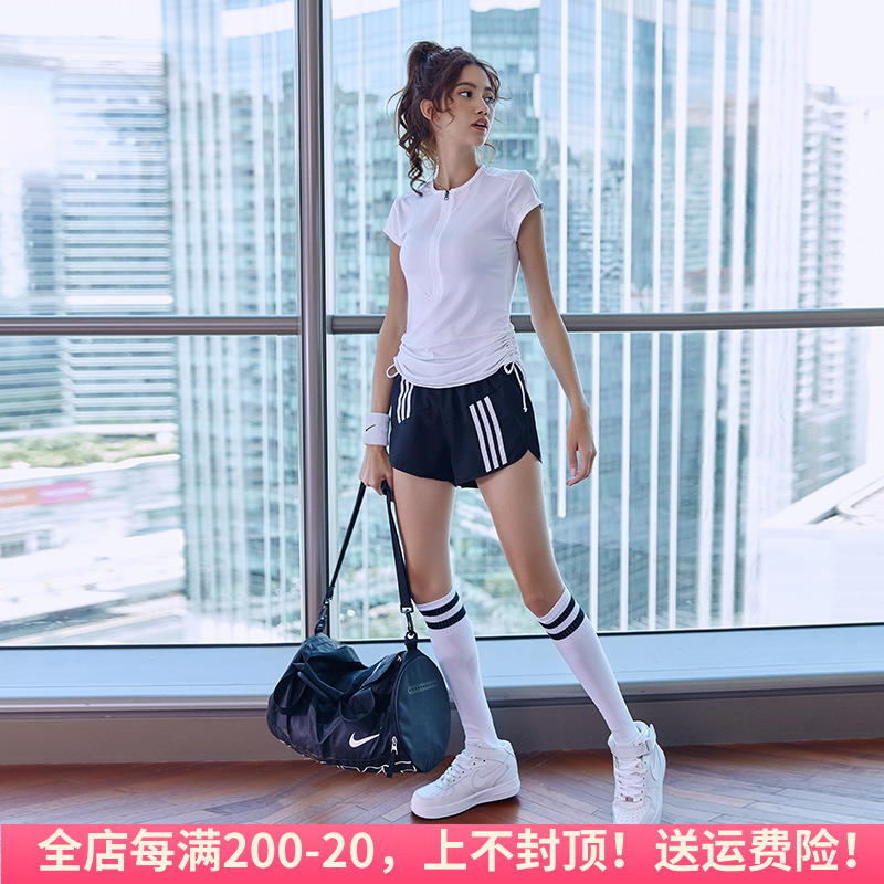 Yoga Sportswear Sports Suit Women's Summer Thin running suit Temperament Speed Dry Short Sleeve Professional Tennis Red Fitness Clothing