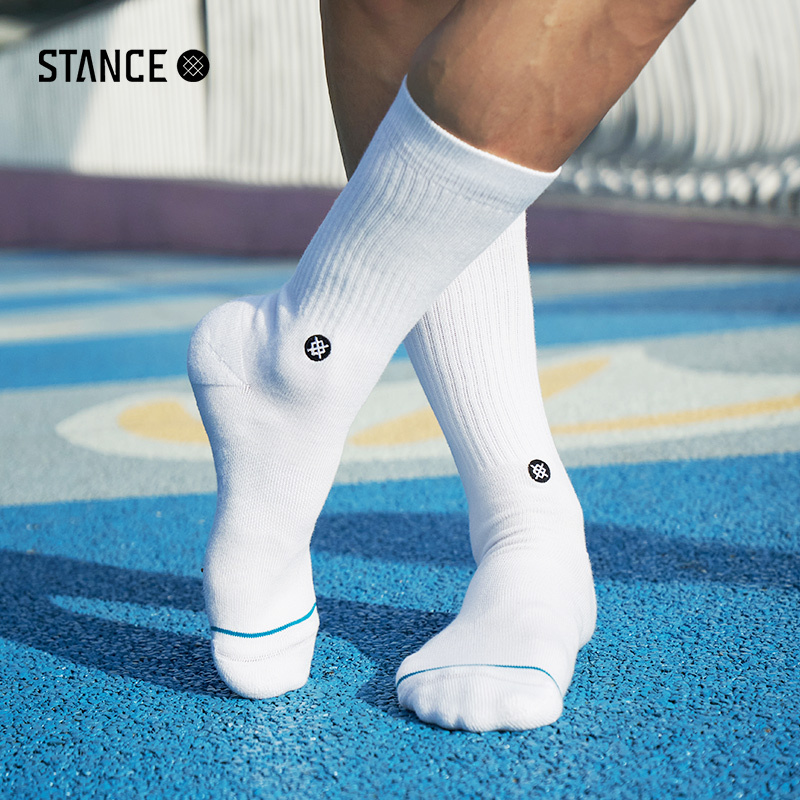 Stance Classic Icon Solid Color Sports Mid-Calf Socks, Scented Spring and Autumn Sweat-Absorbent Cotton Socks, Casual White Socks for Men and Women