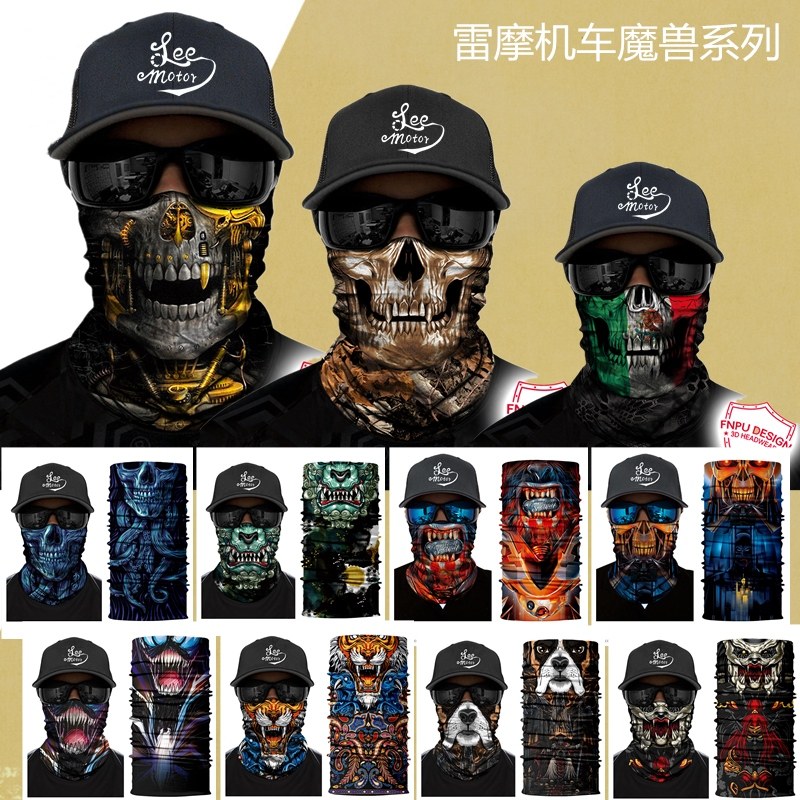 Seamless Outdoor Variety Magic Turban Knight Mask Sunscreen Windproof Dust Riding Warm Skeleton 3D Human Face Mask