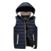 Mùa thu và mùa đông nam cotton vest vest bông cotton độn cotton vest trùm đầu không tay áo dày vest vest Áo vest cotton