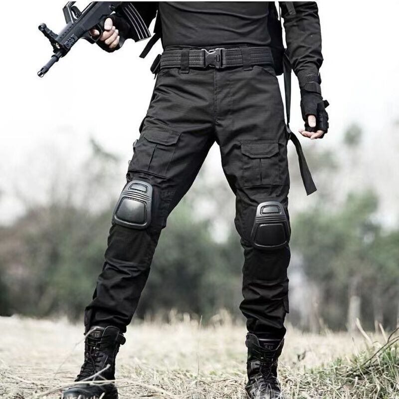 Tactical Pants for Men, Black Pants, Special Forces Training Pants with Knee Pads, Military Enthusiast Gear, Work Pants, Scratch-Resistant and Wear-Resistant Pants, Large Size