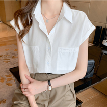 Tide brand short sleeve shirt female design sense niche loose 2021 summer thin style style style white sleeveless top