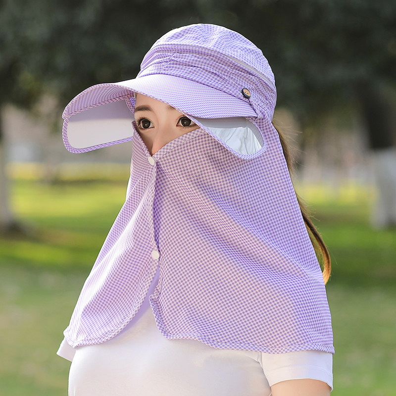 Shade Sun Hat Children Summer Outdoor Extraction Tea Cap Anti UV Sun Hat Shade Face Mask Large along suncap