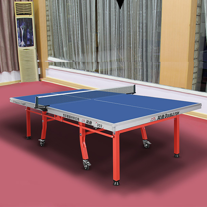 Double fish 301 double folding mobile 303 table tennis table standard indoor ping pong table 25mm blue