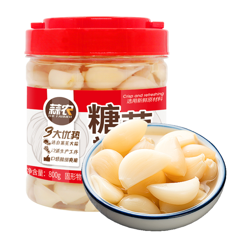 蒜农 糖蒜瓣 甜蒜腌泡大蒜头糖醋蒜糖蒜农家自制醋泡大蒜咸菜800g