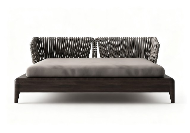 【3D模型】藤编靠背休闲床 3D 模型-PoseAe