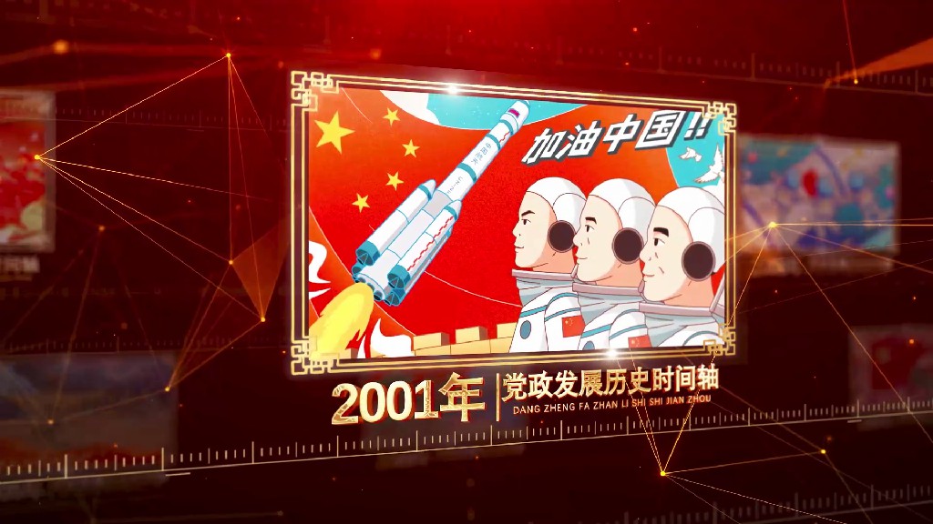 【AE模板】红色科技党政党建时间轴历史相册模板-PoseAe