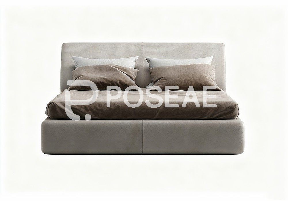 图片[1]-【3D模型】浅灰软包矮床 3D 模型-PoseAe视频创意库