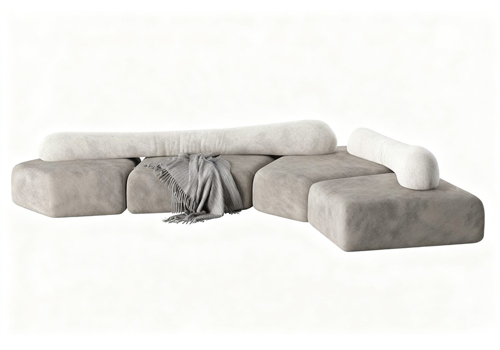 【3D模型】灰色模块组合沙发 3D 模型-PoseAe