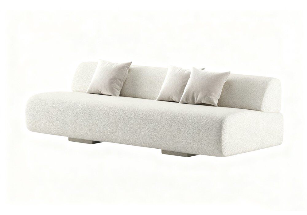 图片[1]-【3D模型】简约白色布艺沙发模型-PoseAe视频创意库