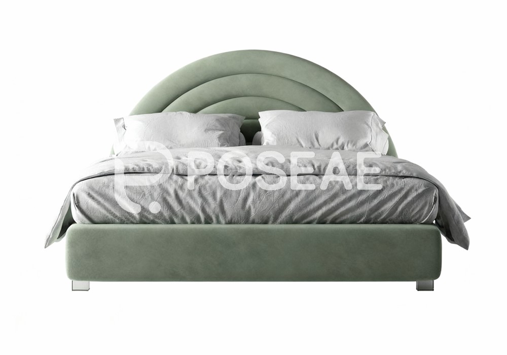 图片[1]-【3D模型】浅绿弧形靠背床 3D 模型-PoseAe视频创意库