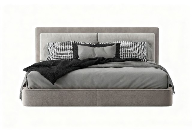 【3D模型】灰系软包矮床 3D 模型-PoseAe