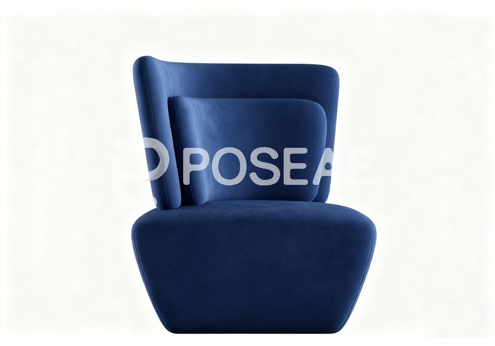图片[1]-【3D模型】深蓝色绒面休闲椅 3D 模型-PoseAe视频创意库