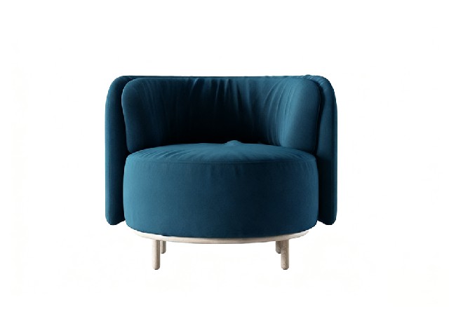 【3D模型】深蓝绒面休闲椅 3D 模型-PoseAe