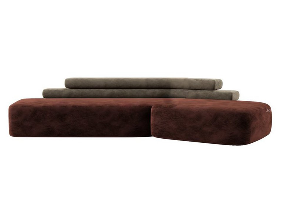 【3D模型】棕灰模块组合沙发 3D 模型-PoseAe