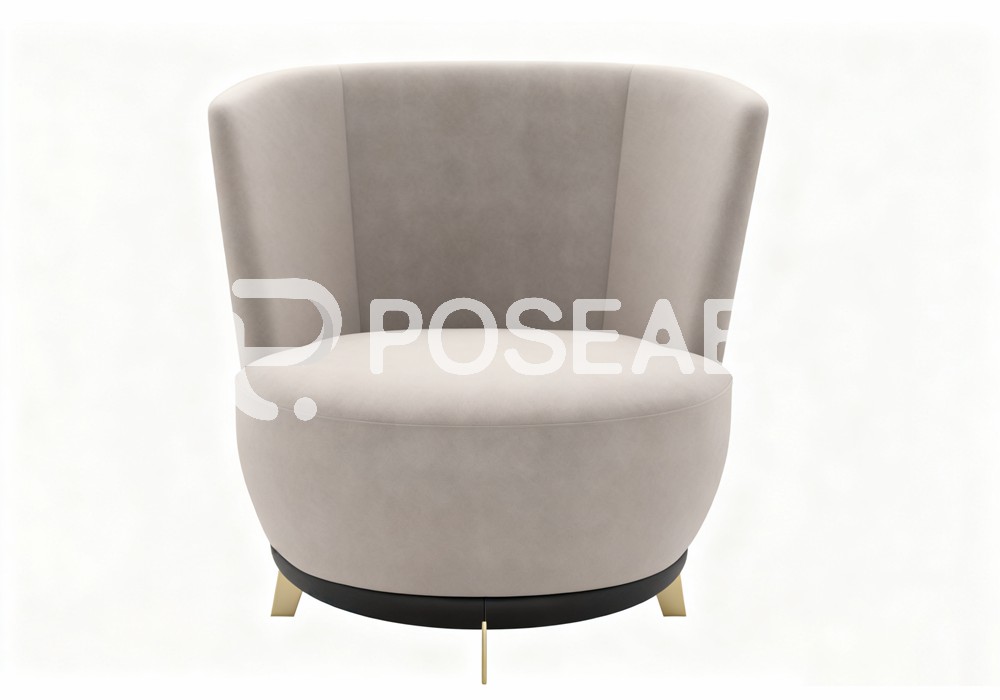 图片[1]-【3D模型】浅灰绒面休闲椅 3D 模型-PoseAe视频创意库