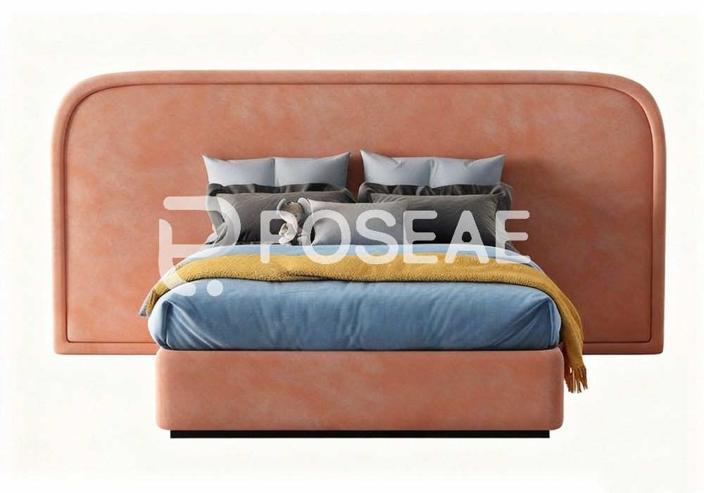 图片[1]-【3D模型】橙粉软包靠背床 3D 模型-PoseAe视频创意库