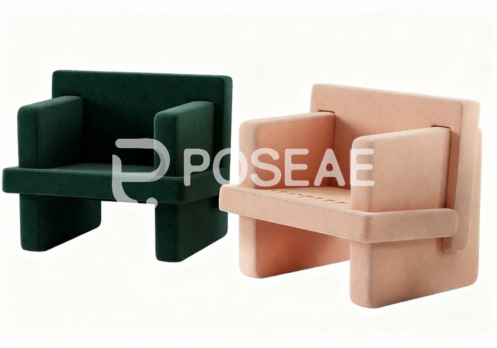 图片[1]-【3D模型】撞色方块休闲椅组合 3D 模型-PoseAe视频创意库