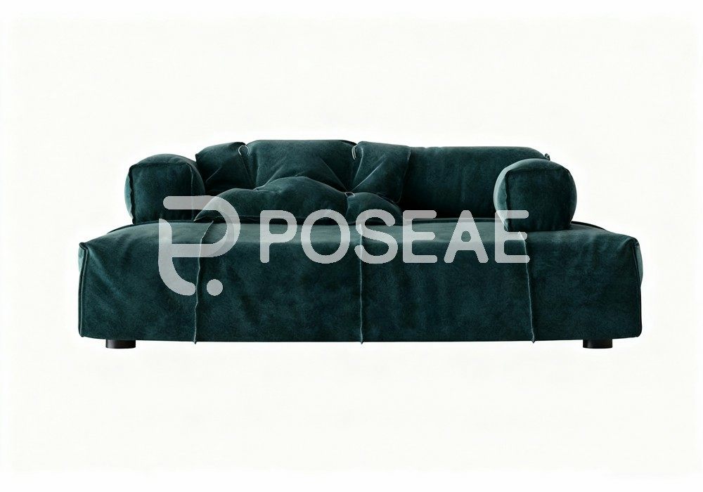 图片[1]-【3D模型】墨绿绒面创意沙发模型-PoseAe视频创意库