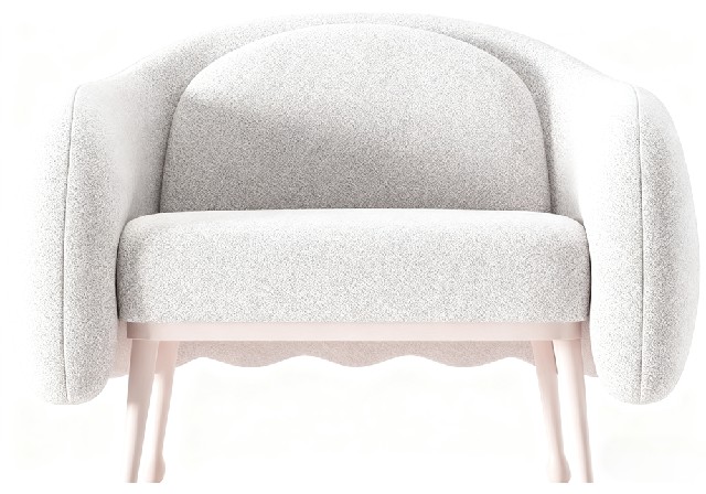 【3D模型】浅灰毛绒休闲椅 3D 模型-PoseAe