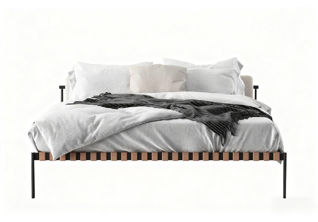 【3D模型】黑棕拼色框架床 3D 模型-PoseAe