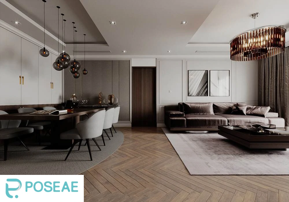 图片[2]-【3D模型】简约大气客餐厅（艺术吊灯 + 深色木作）3DMAX 模型-PoseAe视频创意库