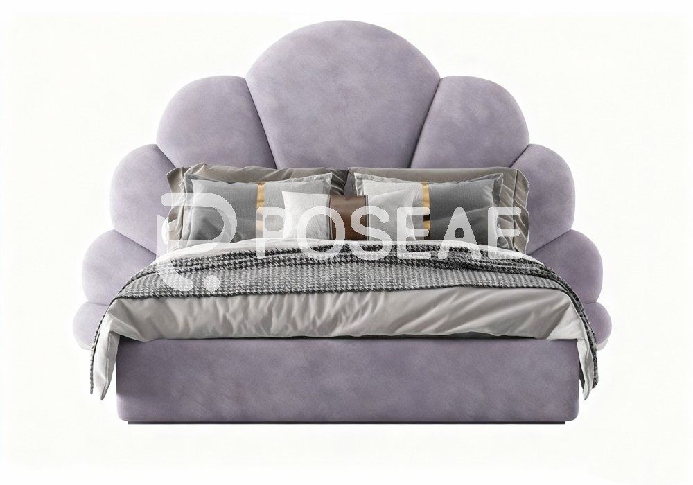 图片[1]-【3D模型】浅紫花瓣造型床 3D 模型-PoseAe视频创意库