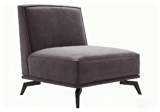 【3D模型】深灰绒面休闲椅 3D 模型-PoseAe