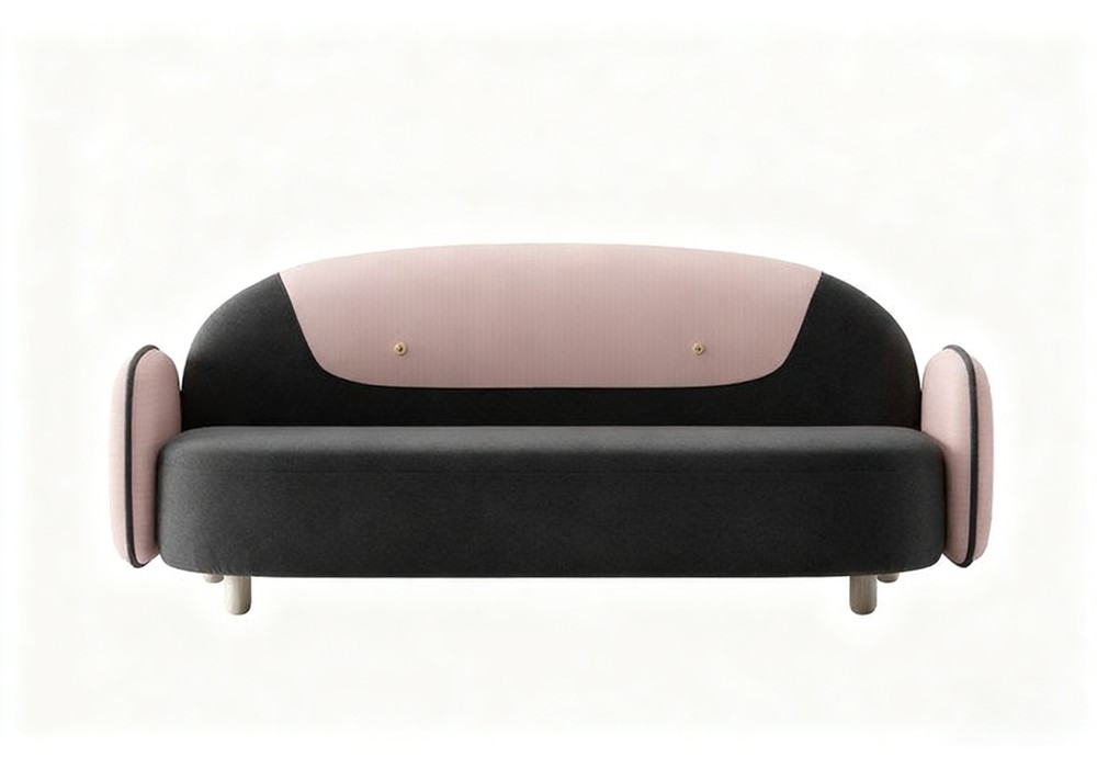 【3D模型】撞色弧形布艺沙发 3D 模型-PoseAe