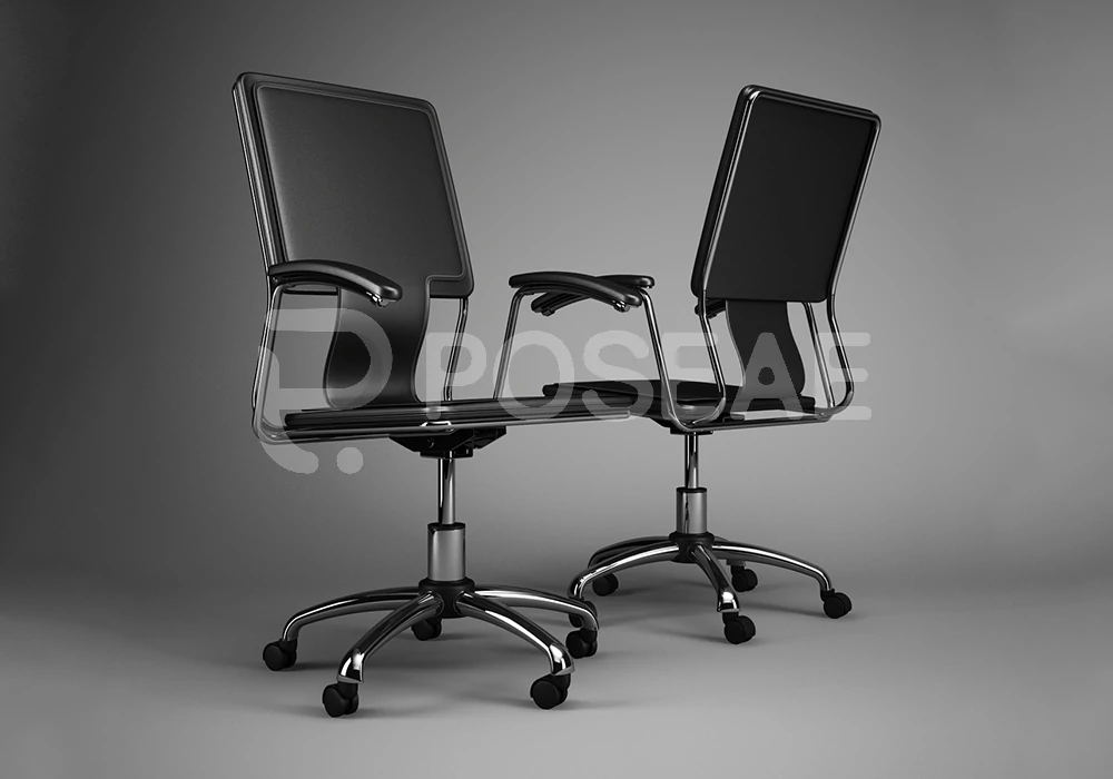【3D模型】现代简约黑色办公椅 3D 模型-PoseAe