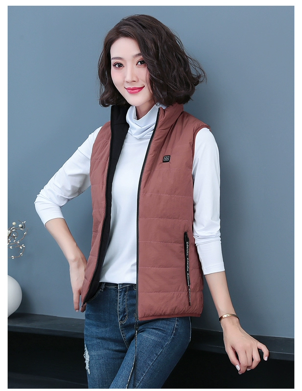 Thông minh nhiệt độ không đổi điện sưởi ấm áo vest cotton cho phụ nữ sạc sưởi ấm sưởi ấm quần áo kích thước lớn áo khoác vest rộng áo phao sưởi quần sưởi điện