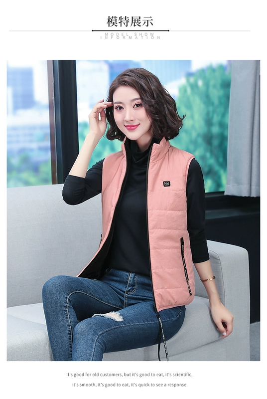 Thông minh nhiệt độ không đổi điện sưởi ấm áo vest cotton cho phụ nữ sạc sưởi ấm sưởi ấm quần áo kích thước lớn áo khoác vest rộng