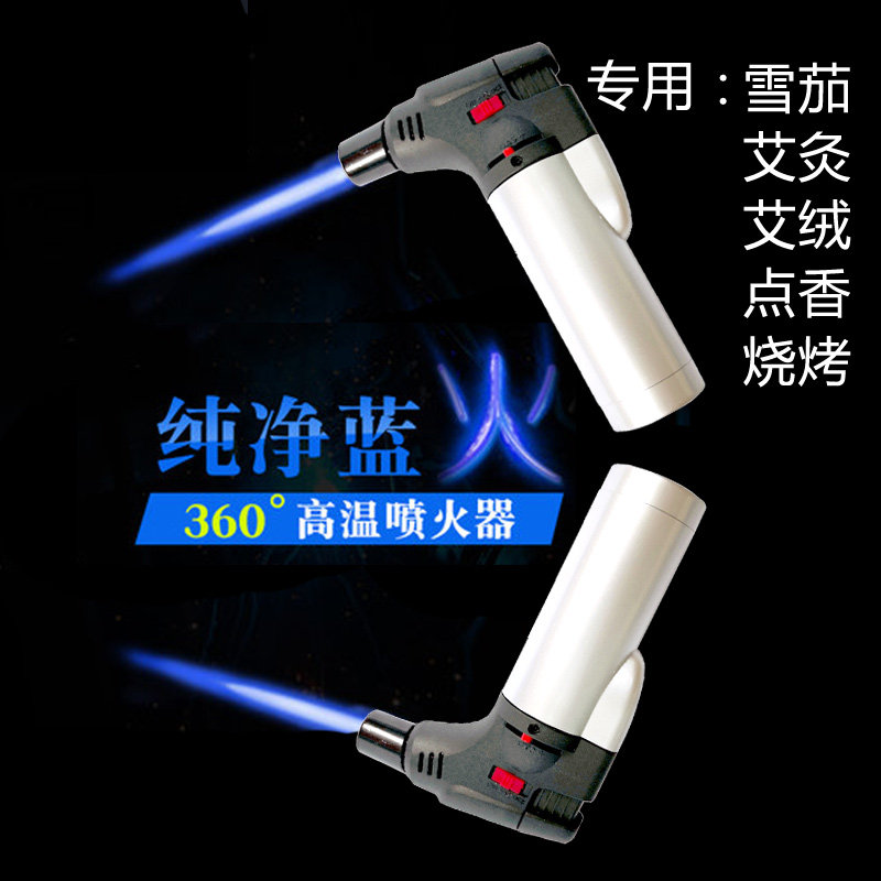 Open flame windproof lighter inflatable igniter cigar spray gun moxibustion point incense barbecue welding gun straight gas lighter