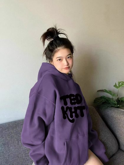 Purple American hooded sweatshirt for women spring and autumn large size fat mm loose slimming oversize top 2-300Jin [Jin equals 0.5kg]