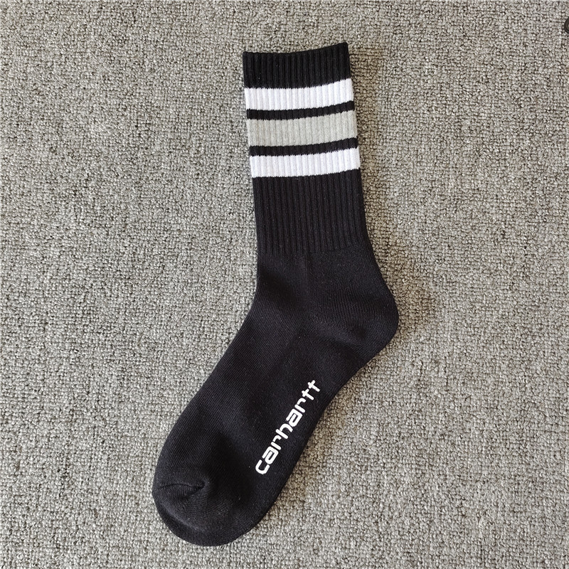 New BlackNew products Kahart carhartt men and women thickening Towel bottom Solid color Chaopai Embroidery High tube motion work clothes Socks
