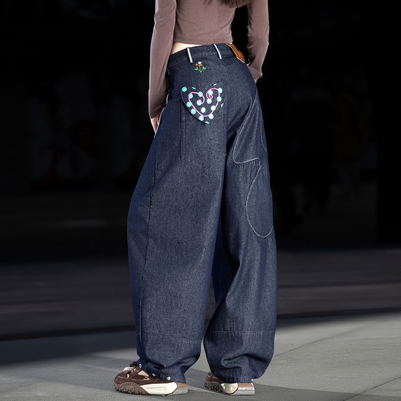 Dark Blue American-Style Women's Jeans 2026 New Drapey Wide-Leg Pants Loose Straight Long Pants Patchwork Autumn Pants Dark Blue American-Style Women's Jeans 2026 New Drapey Wide-Leg Pants Loose Straight Long Pants Patchwork Autumn Pants