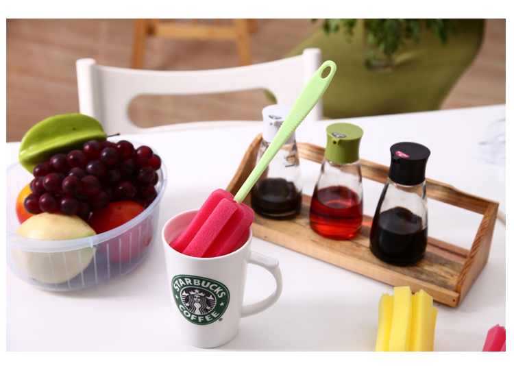 Bàn chải bọt biển tạo tác tay cầm dài thủy tinh làm sạch chai khử trùng bàn chải nhà bếp đồ gia dụng cửa hàng nhỏ - Thiết bị sân khấu đèn led nhấp nháy 12v