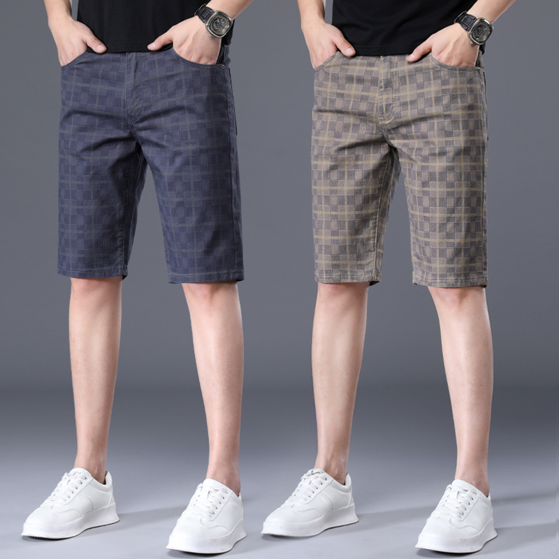 Summer ultra - thin men's casual shorts 2023 new cotton plate pants loose elastic five - point pants male