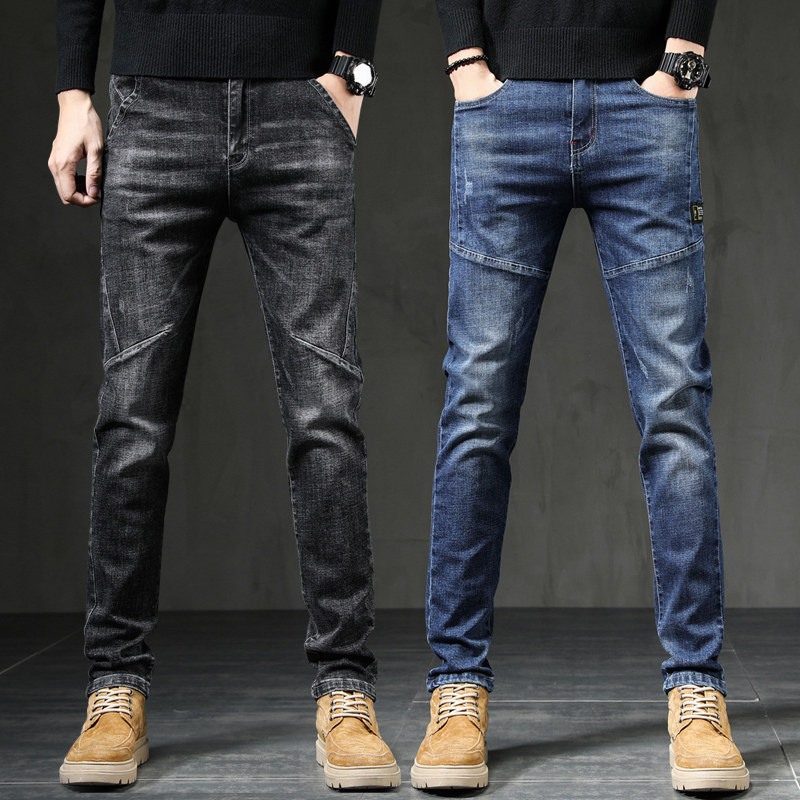 Jeans men spring and autumn slim straight tube tide brand 2022 new Korean version stretch high-end summer Harlan casual pants