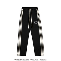 Row Buttons Casual Pants Sports Pants High Street American Currents Ins Straight Drum Pants Striped Embroidered Long Pants Lovers Pants Loose