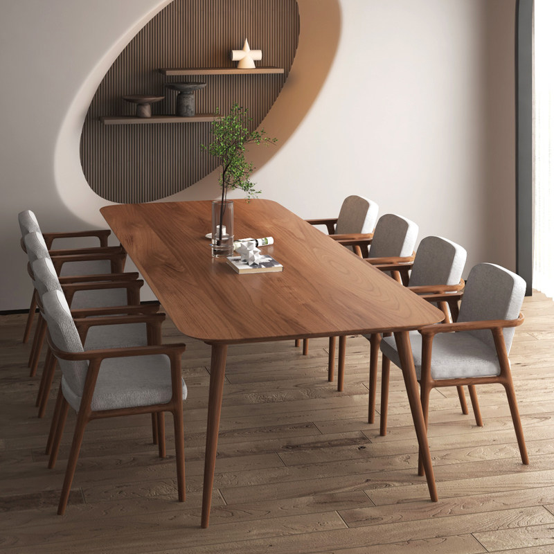 Nordic Full Solid Wood Desk Rectangular Log Conference Table Negotiation Table Minimalist Bench Strip Table Meeting Table