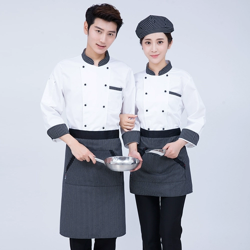 Отель, ресторан, рабочая одежда шеф-повара для мужчин, осенний и зимний ресторан с длинными рукавами, столовая, высококачественная кухонная одежда