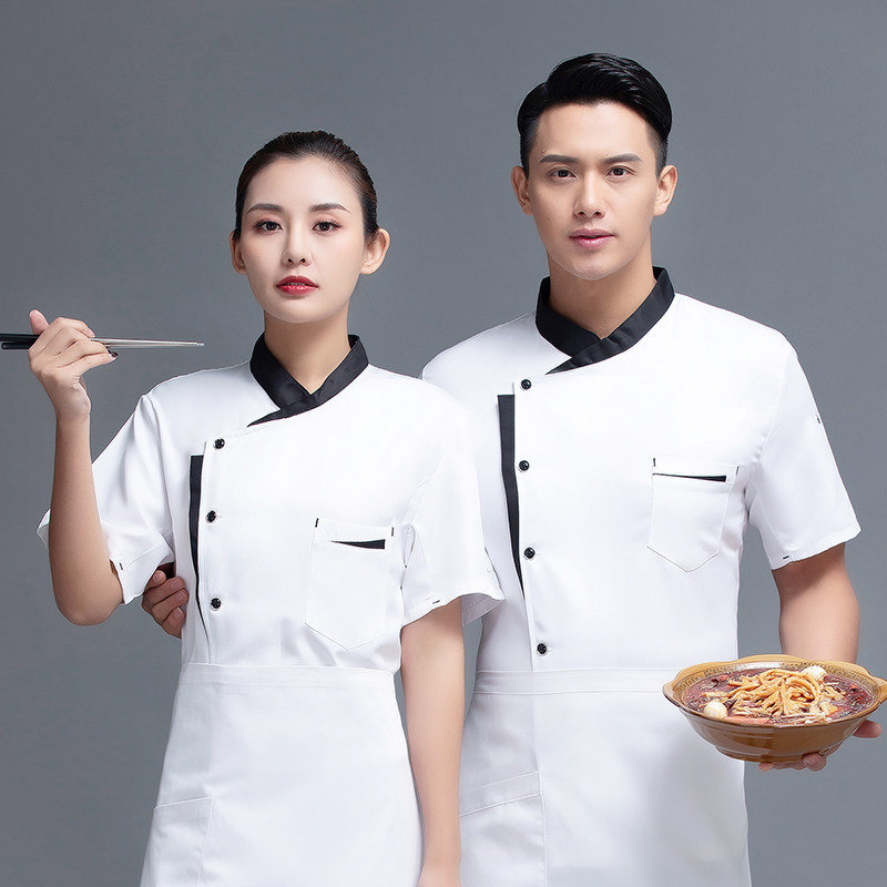Chef Served Men Short Sleeves Summer Hotels Catering Hotpot Canteen Hotel Kitchenette Customize Logo