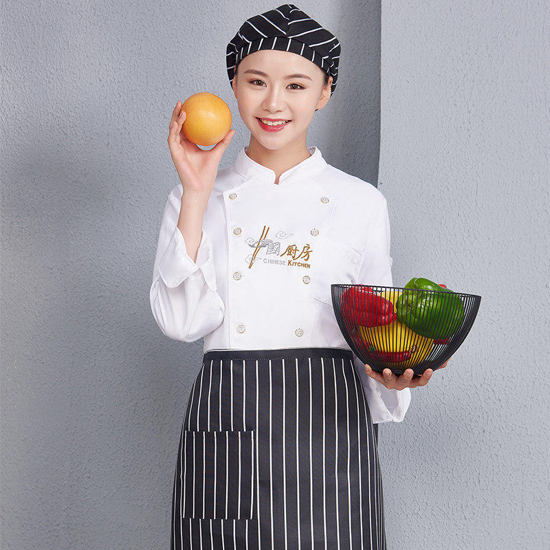 Chef's suit Men's rear Kitchen Autumn Winter Suit Chinese Wind Custom Dining Room Hotel Hotel Chefs Serving Long Sleeves