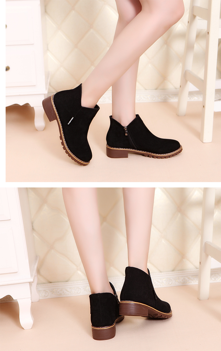 Booties nữ xuân hè 2018 phiên bản mới của Hàn Quốc dày với những đôi bốt Martin đơn giản, giày nữ thời trang trẻ em bốt ngắn boot da
