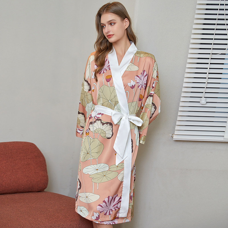 Ice wire nightgown woman sleeve sweater spring and autumn 2022 new in wind pajamas summer thin home suit