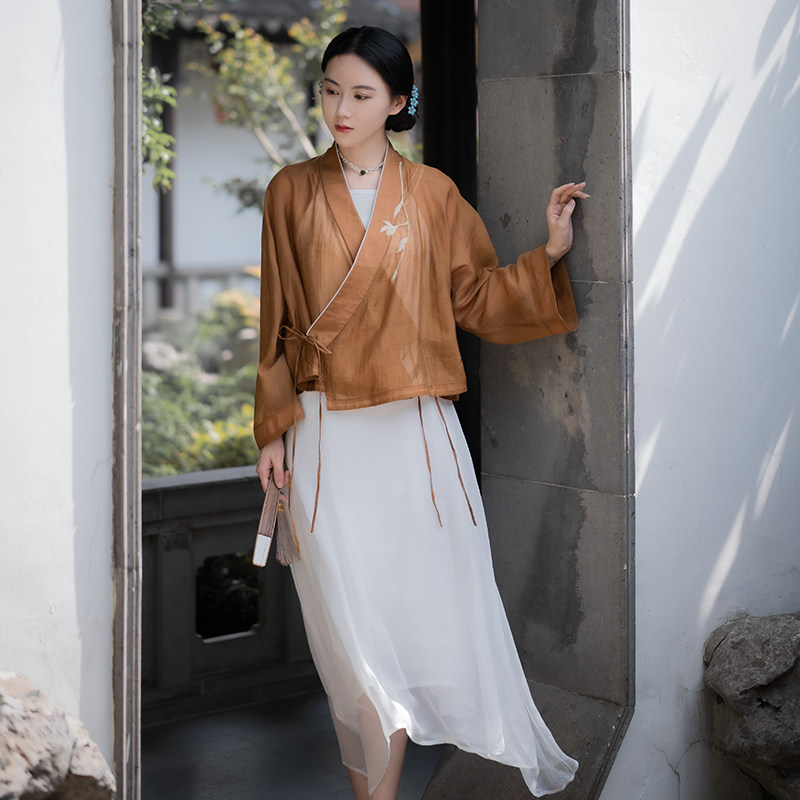 Xiaogongzi 100 Lapped Snow Spinning Bamboo Festival Cotton Beating Bottom Harnesses DRESS ZEN Zen Willi Guqin Conserved Tea Suit Long Skirt LY105 